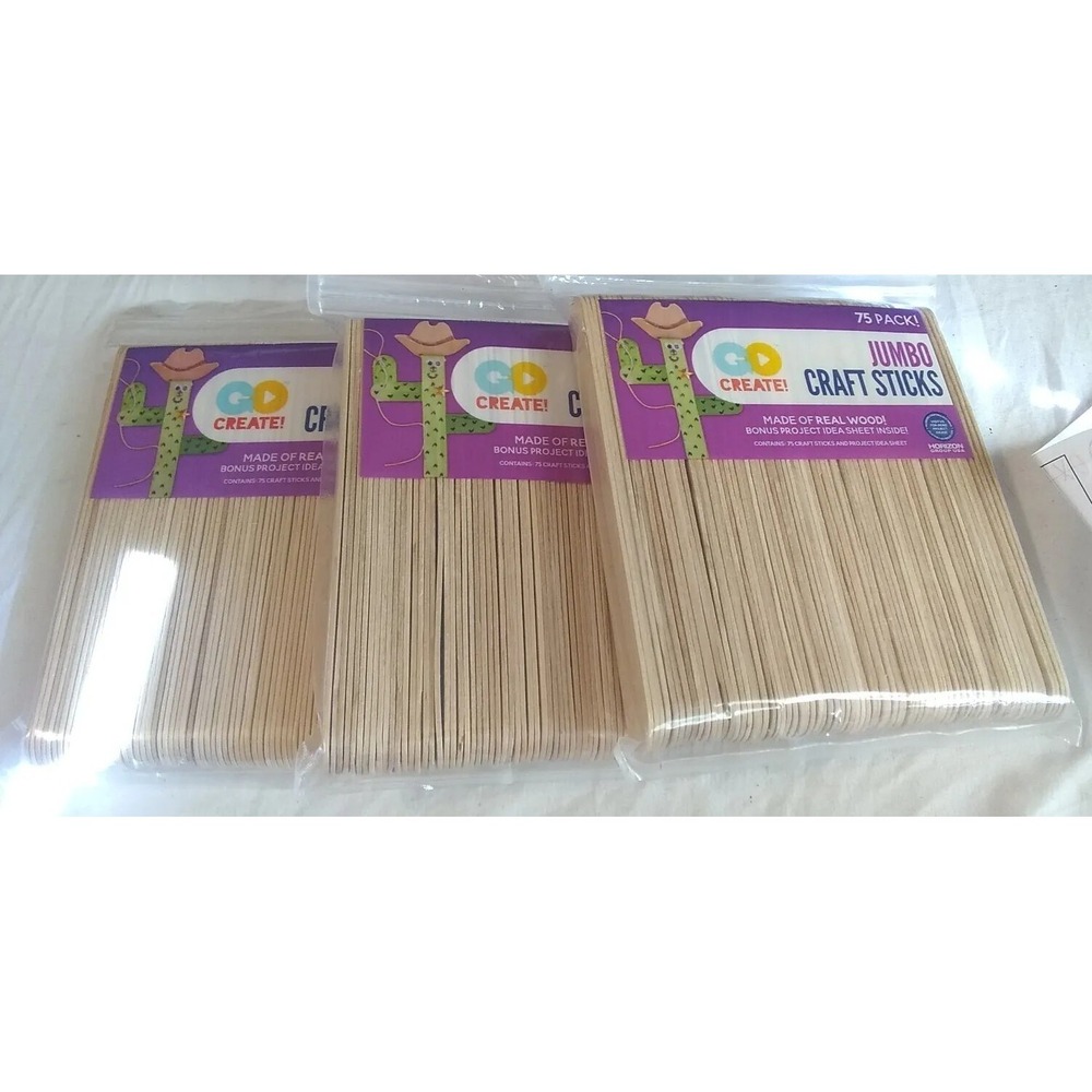 Jumbo Craft Sticks 3pks 75/pk 6" X 1" Crafts Popsicle Cake Pops Plant Markers